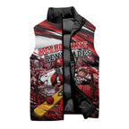 Personalised Melbourne Renegades Cricket Fan Pride Sleeveless Puffer Jacket Dynamic Cricket Graphic Art With Melbourne City Skyline