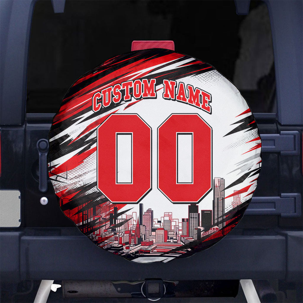 Personalised Melbourne Renegades Cricket Fan Pride Spare Tire Cover Dynamic Cricket Graphic Art With Melbourne City Skyline
