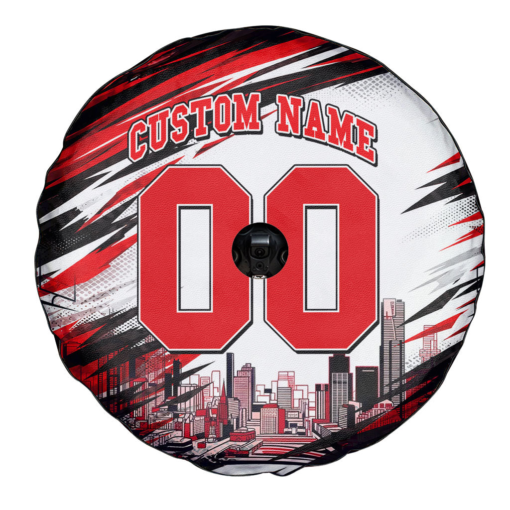 Personalised Melbourne Renegades Cricket Fan Pride Spare Tire Cover Dynamic Cricket Graphic Art With Melbourne City Skyline