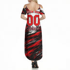 Personalised Melbourne Renegades Cricket Fan Pride Summer Maxi Dress Dynamic Cricket Graphic Art With Melbourne City Skyline