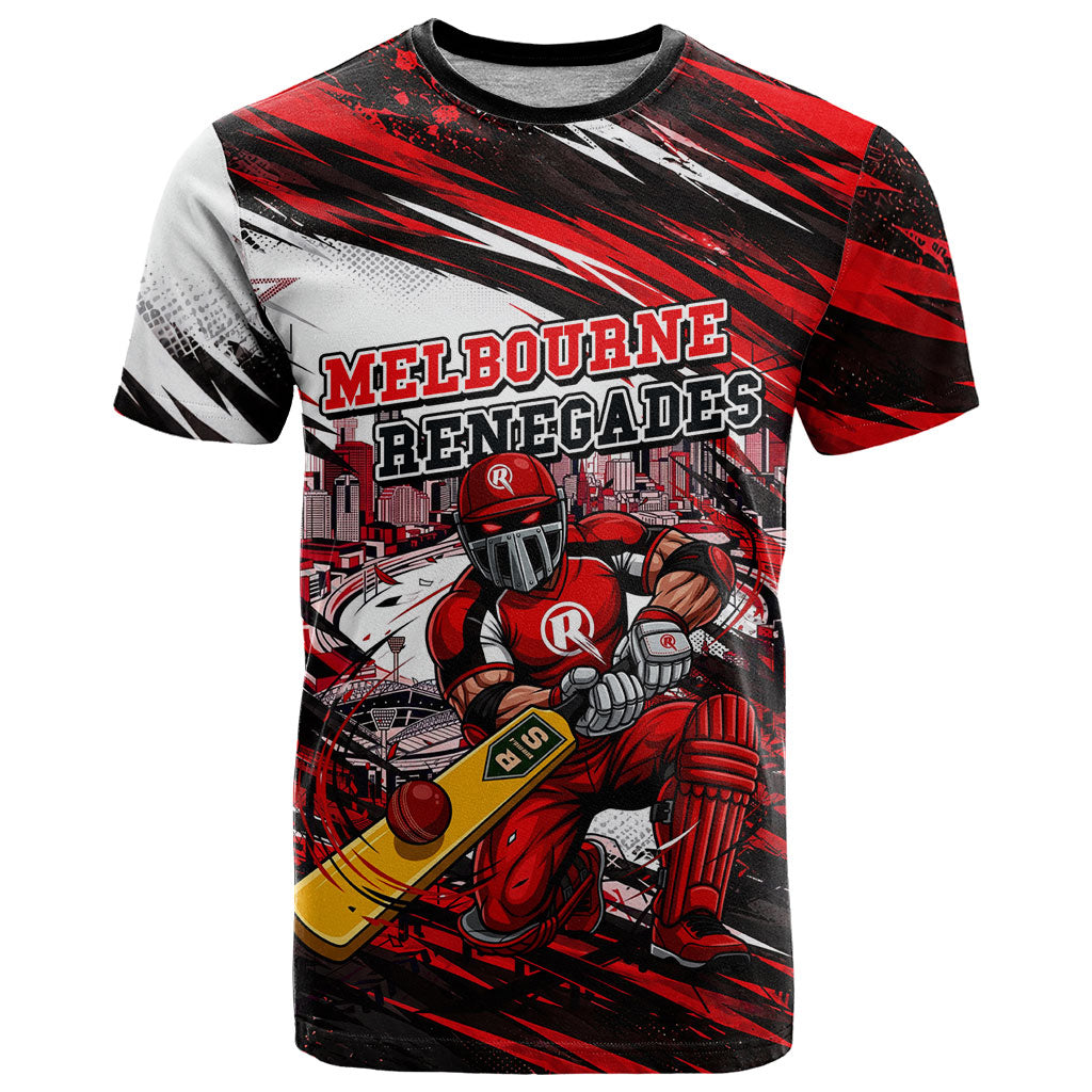 Personalised Melbourne Renegades Cricket Fan Pride T Shirt Dynamic Cricket Graphic Art With Melbourne City Skyline