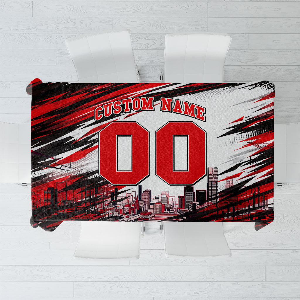 Personalised Melbourne Renegades Cricket Fan Pride Tablecloth Dynamic Cricket Graphic Art With Melbourne City Skyline