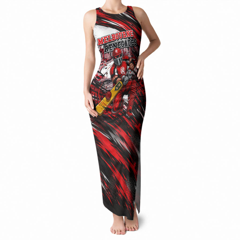 Personalised Melbourne Renegades Cricket Fan Pride Tank Maxi Dress Dynamic Cricket Graphic Art With Melbourne City Skyline