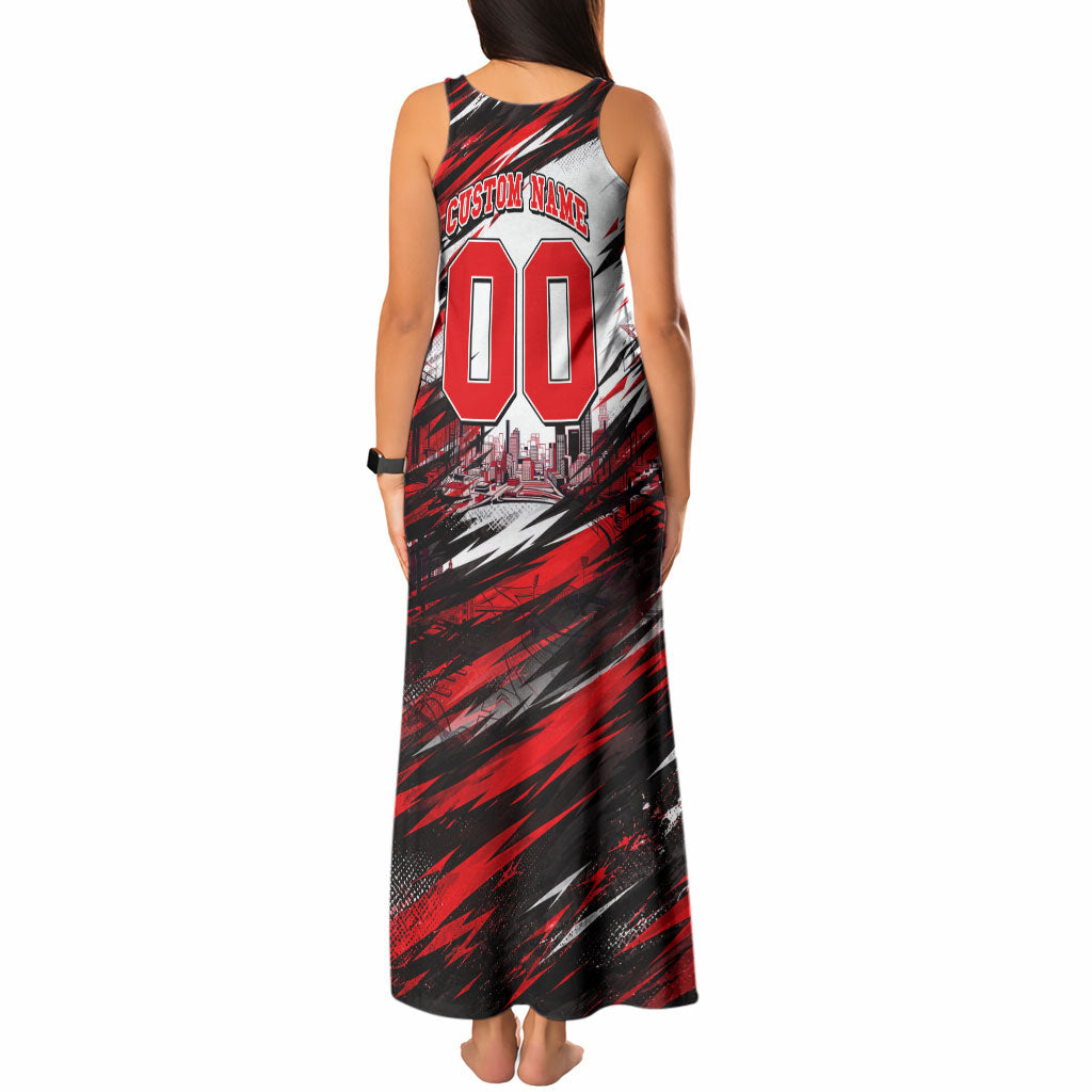 Personalised Melbourne Renegades Cricket Fan Pride Tank Maxi Dress Dynamic Cricket Graphic Art With Melbourne City Skyline