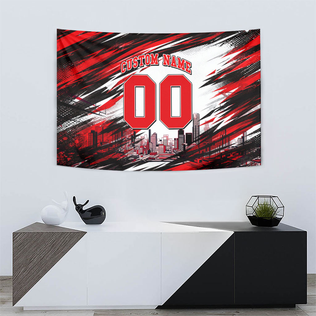 Personalised Melbourne Renegades Cricket Fan Pride Tapestry Dynamic Cricket Graphic Art With Melbourne City Skyline