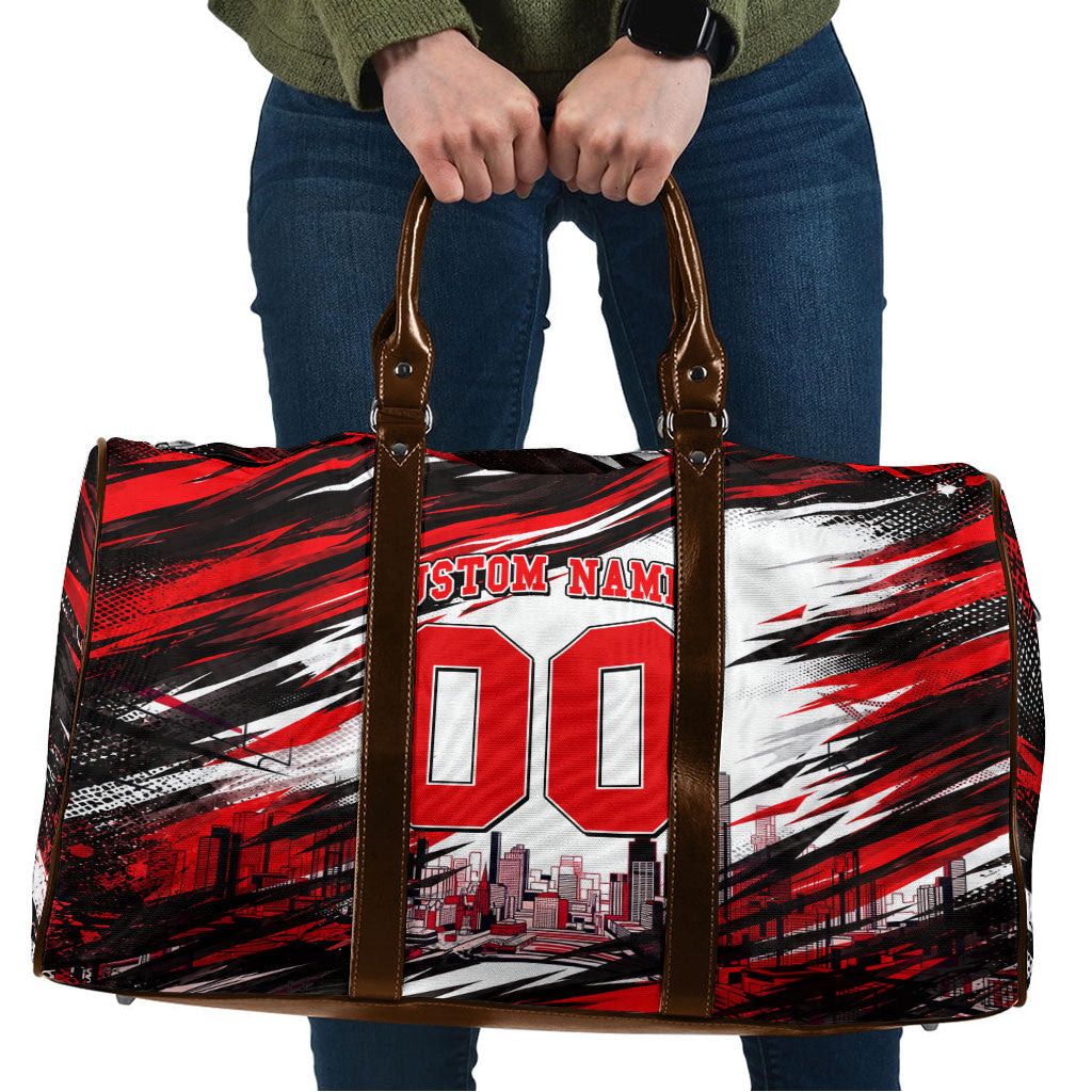 Personalised Melbourne Renegades Cricket Fan Pride Travel Bag Dynamic Cricket Graphic Art With Melbourne City Skyline