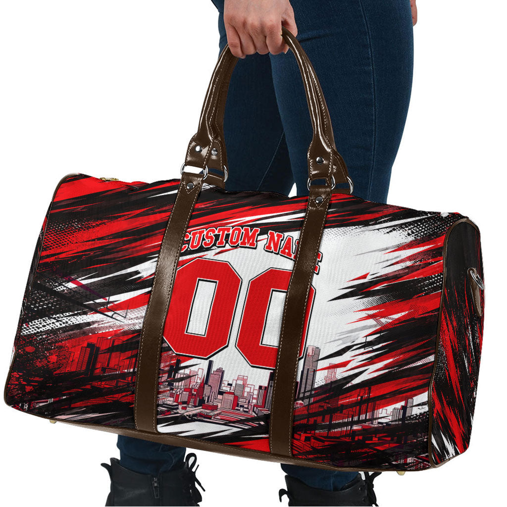 Personalised Melbourne Renegades Cricket Fan Pride Travel Bag Dynamic Cricket Graphic Art With Melbourne City Skyline