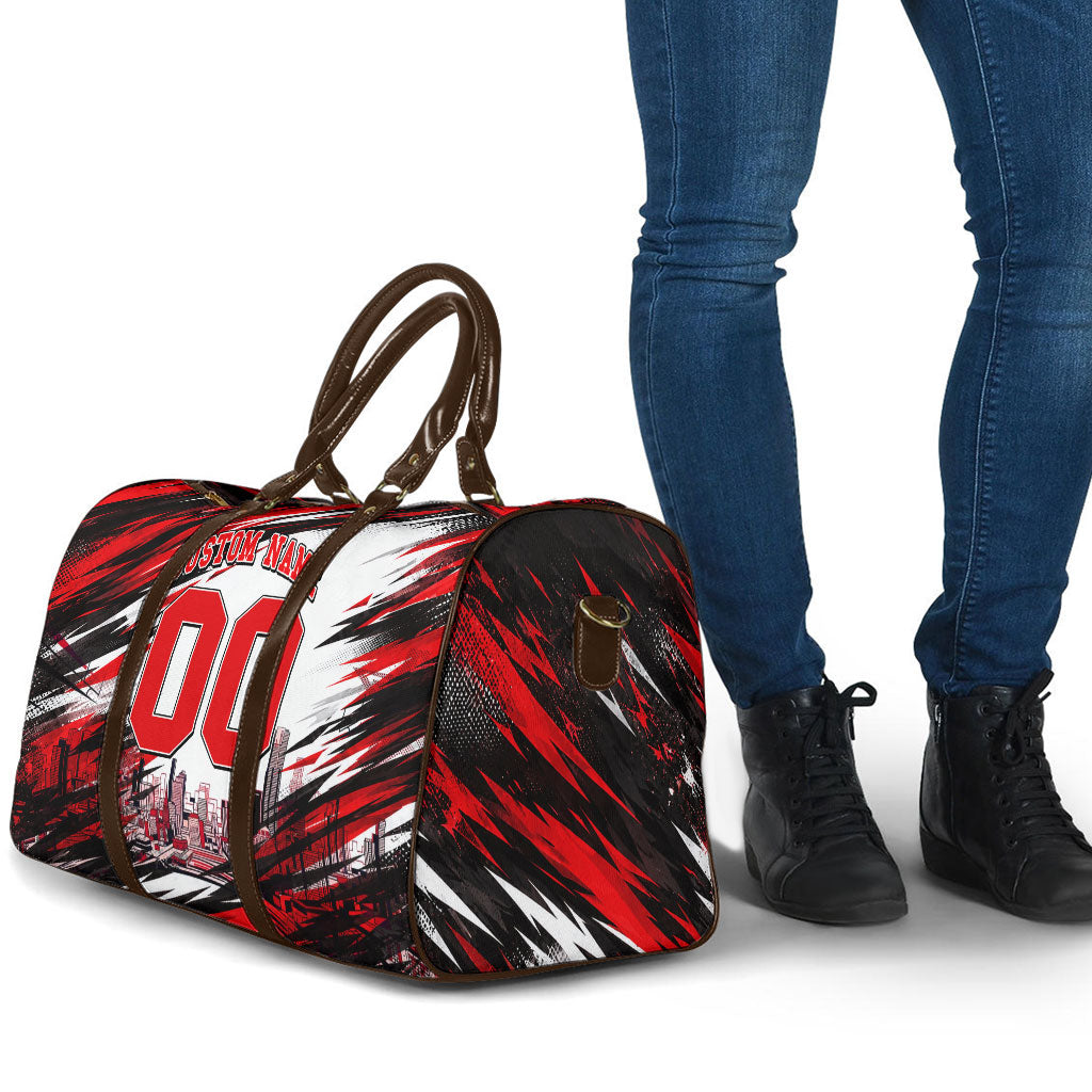 Personalised Melbourne Renegades Cricket Fan Pride Travel Bag Dynamic Cricket Graphic Art With Melbourne City Skyline