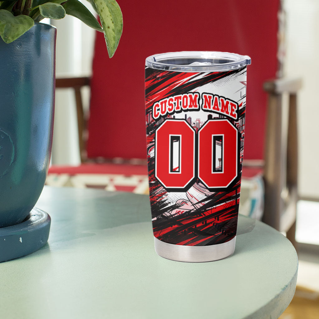 Personalised Melbourne Renegades Cricket Fan Pride Tumbler Cup Dynamic Cricket Graphic Art With Melbourne City Skyline