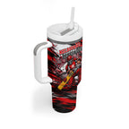 Personalised Melbourne Renegades Cricket Fan Pride Tumbler With Handle Dynamic Cricket Graphic Art With Melbourne City Skyline