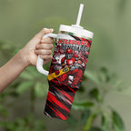 Personalised Melbourne Renegades Cricket Fan Pride Tumbler With Handle Dynamic Cricket Graphic Art With Melbourne City Skyline