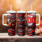 Personalised Melbourne Renegades Cricket Fan Pride Tumbler With Handle Dynamic Cricket Graphic Art With Melbourne City Skyline