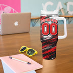 Personalised Melbourne Renegades Cricket Fan Pride Tumbler With Handle Dynamic Cricket Graphic Art With Melbourne City Skyline
