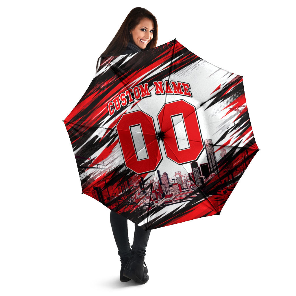 Personalised Melbourne Renegades Cricket Fan Pride Umbrella Dynamic Cricket Graphic Art With Melbourne City Skyline