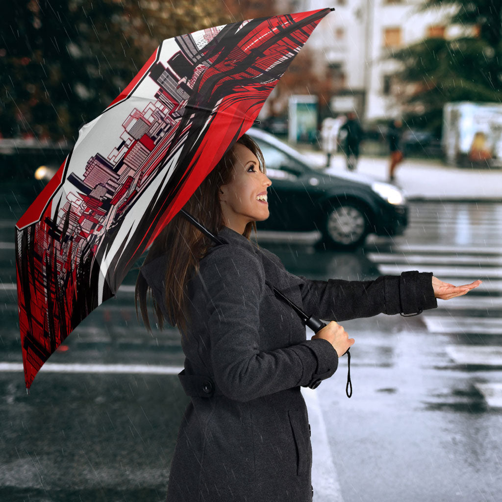 Personalised Melbourne Renegades Cricket Fan Pride Umbrella Dynamic Cricket Graphic Art With Melbourne City Skyline
