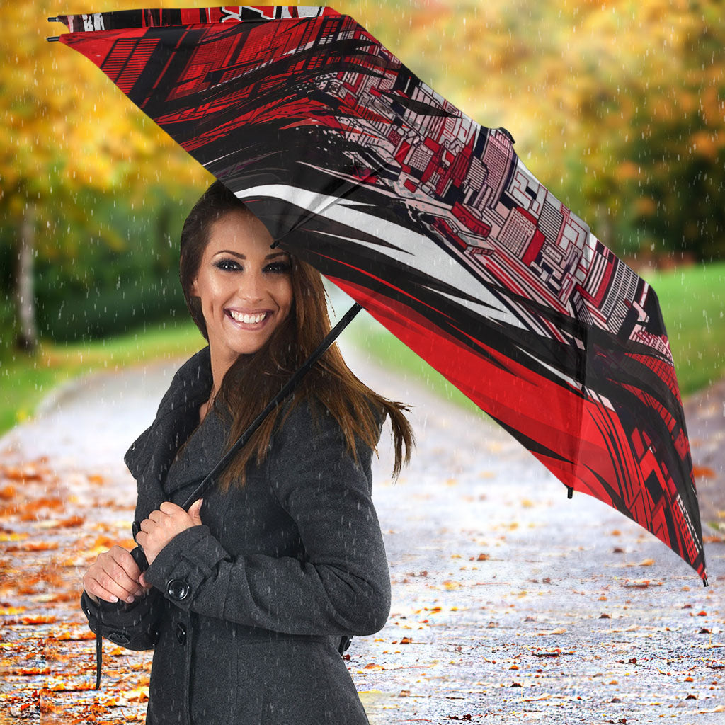 Personalised Melbourne Renegades Cricket Fan Pride Umbrella Dynamic Cricket Graphic Art With Melbourne City Skyline