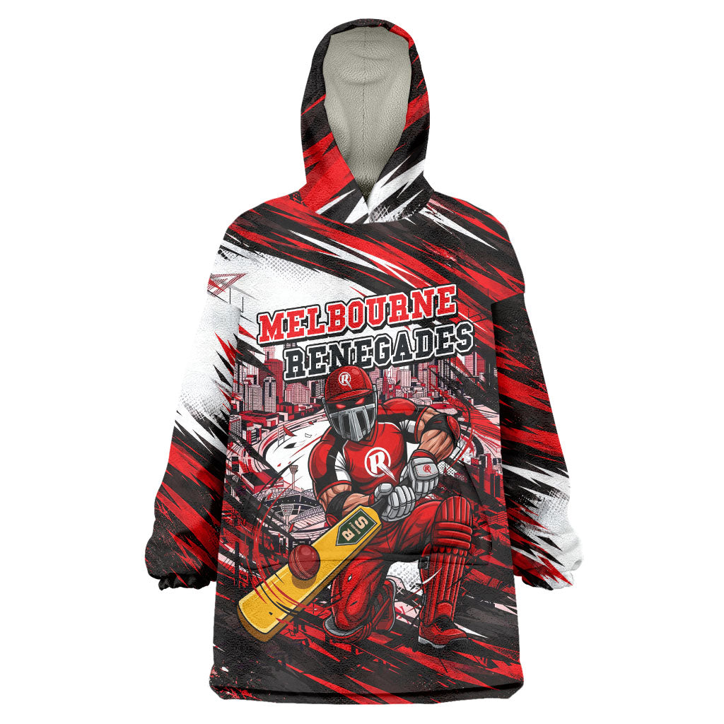 Personalised Melbourne Renegades Cricket Fan Pride Wearable Blanket Hoodie Dynamic Cricket Graphic Art With Melbourne City Skyline