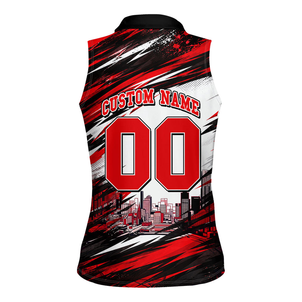 Personalised Melbourne Renegades Cricket Fan Pride Women Sleeveless Polo Shirt Dynamic Cricket Graphic Art With Melbourne City Skyline