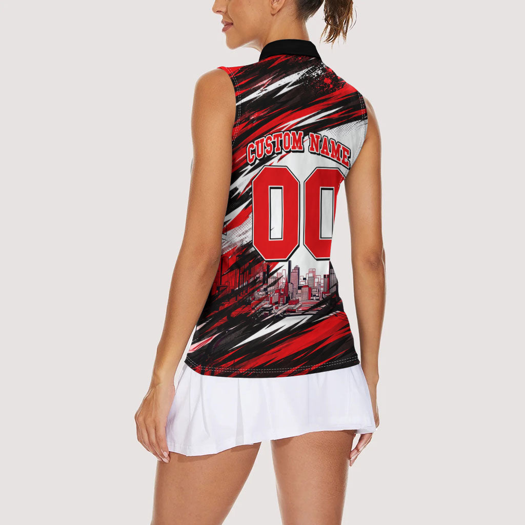 Personalised Melbourne Renegades Cricket Fan Pride Women Sleeveless Polo Shirt Dynamic Cricket Graphic Art With Melbourne City Skyline