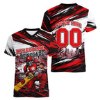 Personalised Melbourne Renegades Cricket Fan Pride Women V-Neck T-Shirt Dynamic Cricket Graphic Art With Melbourne City Skyline