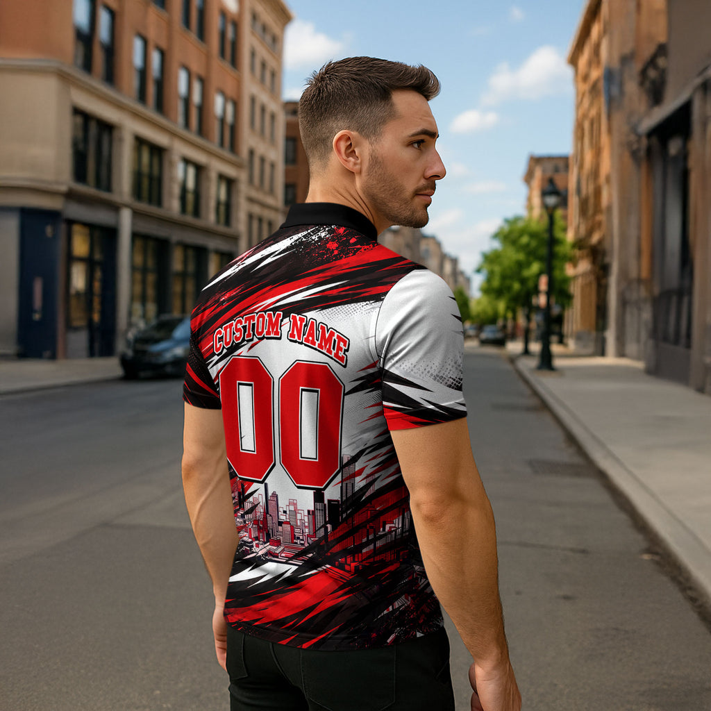 Personalised Melbourne Renegades Cricket Fan Pride Zipper Polo Shirt Dynamic Cricket Graphic Art With Melbourne City Skyline