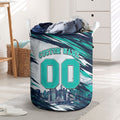Personalised Brisbane Heat Cricket Fan Pride Laundry Basket Dynamic Flaming Cricket Graphic Art With Brisbane Skyline