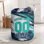 Personalised Brisbane Heat Cricket Fan Pride Laundry Basket Dynamic Flaming Cricket Graphic Art With Brisbane Skyline