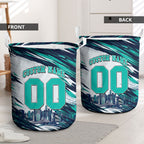 Personalised Brisbane Heat Cricket Fan Pride Laundry Basket Dynamic Flaming Cricket Graphic Art With Brisbane Skyline