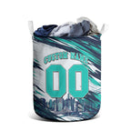Personalised Brisbane Heat Cricket Fan Pride Laundry Basket Dynamic Flaming Cricket Graphic Art With Brisbane Skyline