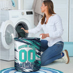 Personalised Brisbane Heat Cricket Fan Pride Laundry Basket Dynamic Flaming Cricket Graphic Art With Brisbane Skyline