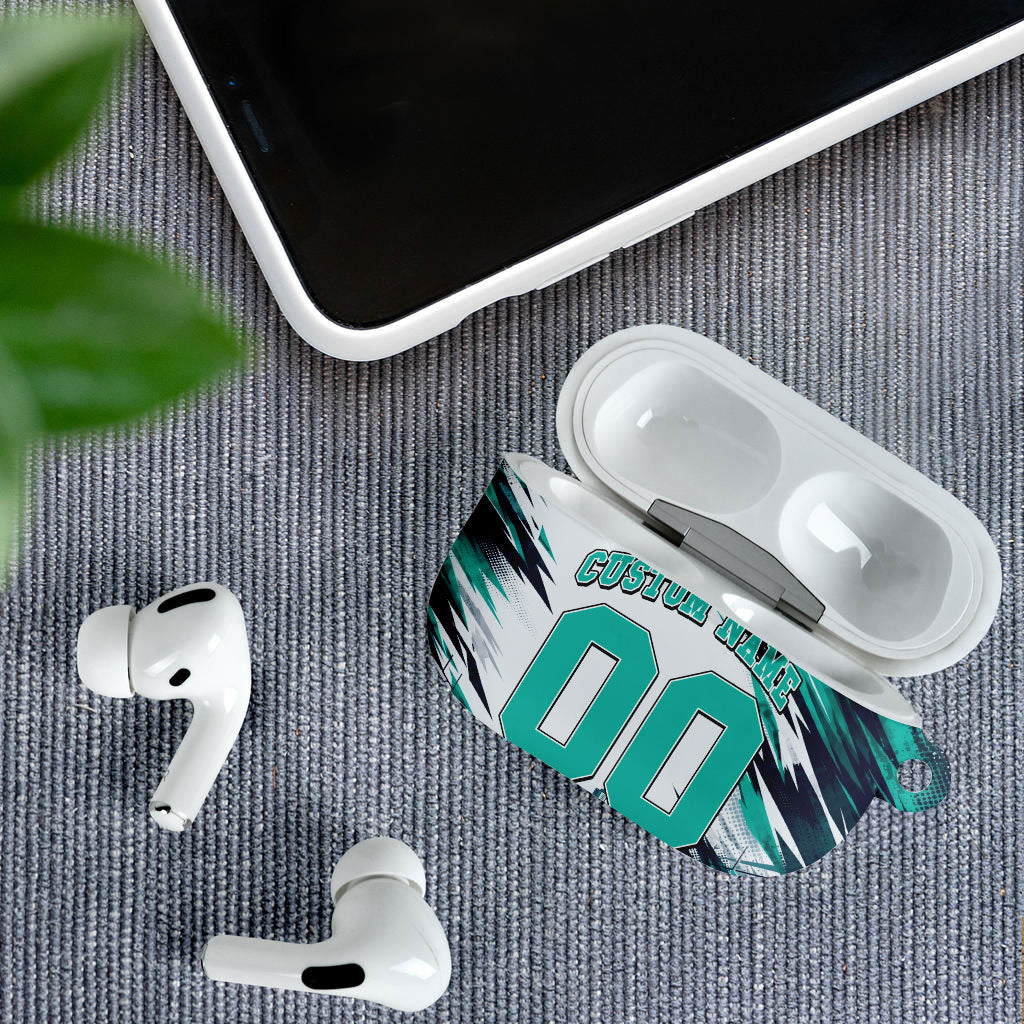 Personalised Brisbane Heat Cricket Fan Pride AirPods Case Dynamic Flaming Cricket Graphic Art With Brisbane Skyline