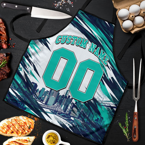 Personalised Brisbane Heat Cricket Fan Pride Apron Dynamic Flaming Cricket Graphic Art With Brisbane Skyline