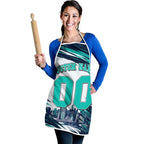 Personalised Brisbane Heat Cricket Fan Pride Apron Dynamic Flaming Cricket Graphic Art With Brisbane Skyline