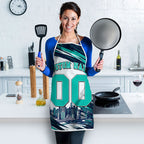 Personalised Brisbane Heat Cricket Fan Pride Apron Dynamic Flaming Cricket Graphic Art With Brisbane Skyline