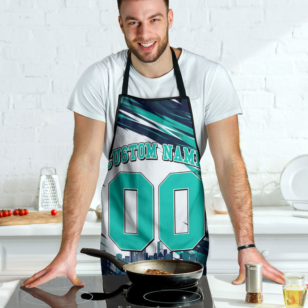 Personalised Brisbane Heat Cricket Fan Pride Apron Dynamic Flaming Cricket Graphic Art With Brisbane Skyline