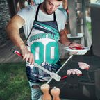 Personalised Brisbane Heat Cricket Fan Pride Apron Dynamic Flaming Cricket Graphic Art With Brisbane Skyline
