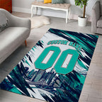 Personalised Brisbane Heat Cricket Fan Pride Area Rug Dynamic Flaming Cricket Graphic Art With Brisbane Skyline