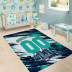 Personalised Brisbane Heat Cricket Fan Pride Area Rug Dynamic Flaming Cricket Graphic Art With Brisbane Skyline