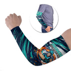 Personalised Brisbane Heat Cricket Fan Pride Arm Sleeves Dynamic Flaming Cricket Graphic Art With Brisbane Skyline