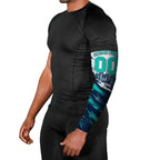 Personalised Brisbane Heat Cricket Fan Pride Arm Sleeves Dynamic Flaming Cricket Graphic Art With Brisbane Skyline