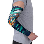 Personalised Brisbane Heat Cricket Fan Pride Arm Sleeves Dynamic Flaming Cricket Graphic Art With Brisbane Skyline