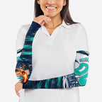 Personalised Brisbane Heat Cricket Fan Pride Arm Sleeves Dynamic Flaming Cricket Graphic Art With Brisbane Skyline