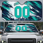 Personalised Brisbane Heat Cricket Fan Pride Auto Sun Shade Dynamic Flaming Cricket Graphic Art With Brisbane Skyline