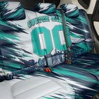 Personalised Brisbane Heat Cricket Fan Pride Back Car Seat Cover Dynamic Flaming Cricket Graphic Art With Brisbane Skyline