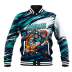 Personalised Brisbane Heat Cricket Fan Pride Baseball Jacket Dynamic Flaming Cricket Graphic Art With Brisbane Skyline