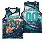 Personalised Brisbane Heat Cricket Fan Pride Basketball Jersey Dynamic Flaming Cricket Graphic Art With Brisbane Skyline