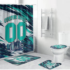 Personalised Brisbane Heat Cricket Fan Pride Bathroom Set Dynamic Flaming Cricket Graphic Art With Brisbane Skyline