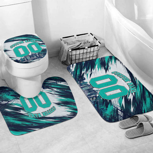Personalised Brisbane Heat Cricket Fan Pride Bathroom Set Dynamic Flaming Cricket Graphic Art With Brisbane Skyline