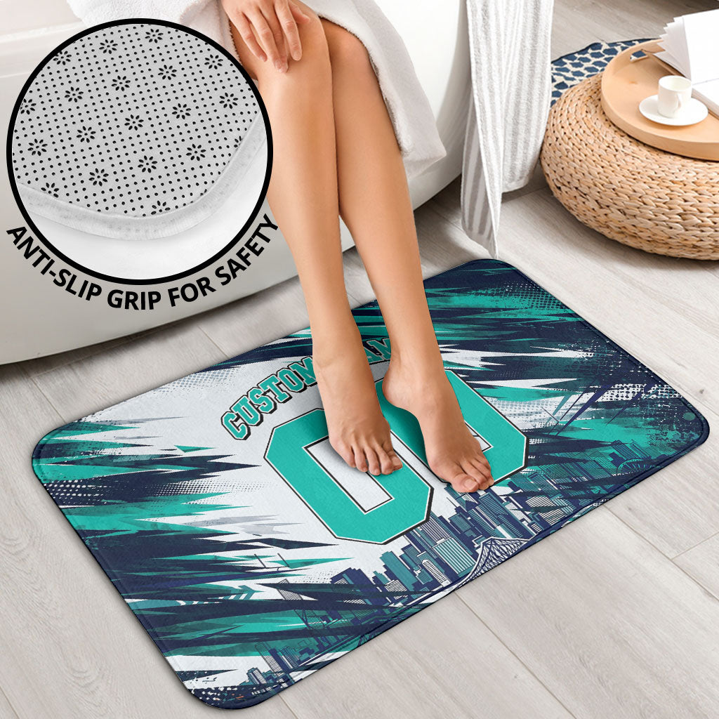 Personalised Brisbane Heat Cricket Fan Pride Bathroom Set Dynamic Flaming Cricket Graphic Art With Brisbane Skyline