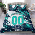 Personalised Brisbane Heat Cricket Fan Pride Bedding Set Dynamic Flaming Cricket Graphic Art With Brisbane Skyline